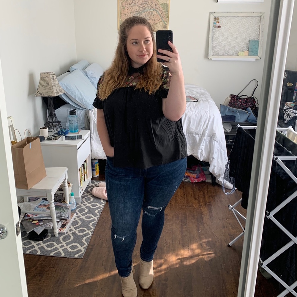 Embroidered Floral Top